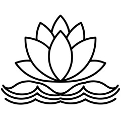 Lotus Flower Icon with Layered Petals on Water