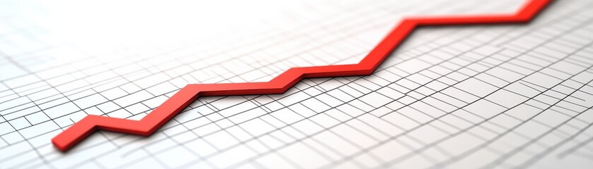 A red upward trend line on a graph, symbolizing growth or increase in data over time.