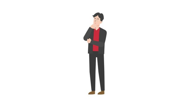 video man standing thinking something cartoon animation
