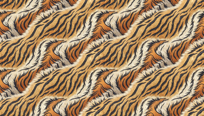 closeup fur tiger skin background texture seamless pattern wallpaper design