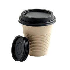 Coffee cup with lid isolated on transparent background.