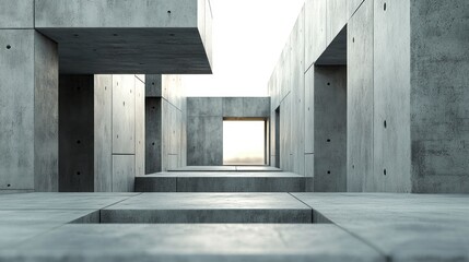 3D rendering of a modern house with a concrete facade, minimalist architectural design. Modern contemporary home exterior. Architectural building design. A minimalist square block structure with glass