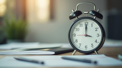 A wall clock prominently displaying the interview time