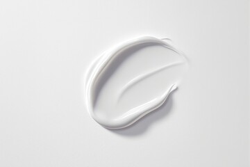 Smear of white cosmetic cream on a smooth background, showing texture and glossiness. Concept of skincare, beauty, and self-care. Ai generative