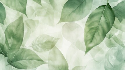 Fototapeta premium Lush green leaves, nature background, springtime, fresh, healthy