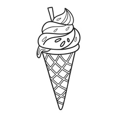Cone ice cream, vanilla-flavored vector art silhouette illustration design 
