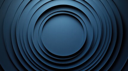 Fototapeta premium Abstract circular pattern with concentric circles on a minimalist Blue background. Banner template with white space for text, suitable for modern and professional design applications.
