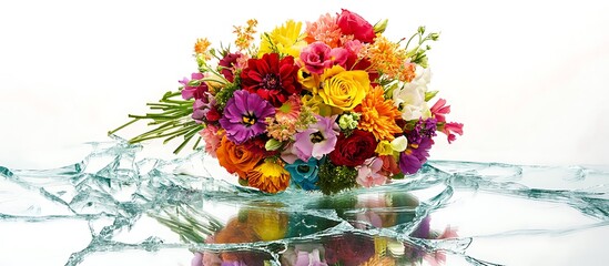 Decorative floral arrangement for love, peacful purpose on transparent surface
