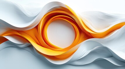 Abstract swirling waves of orange and white creating a dynamic flow, evoking energy and motion
