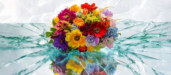 Decorative floral arrangement for love, peacful purpose on transparent surface