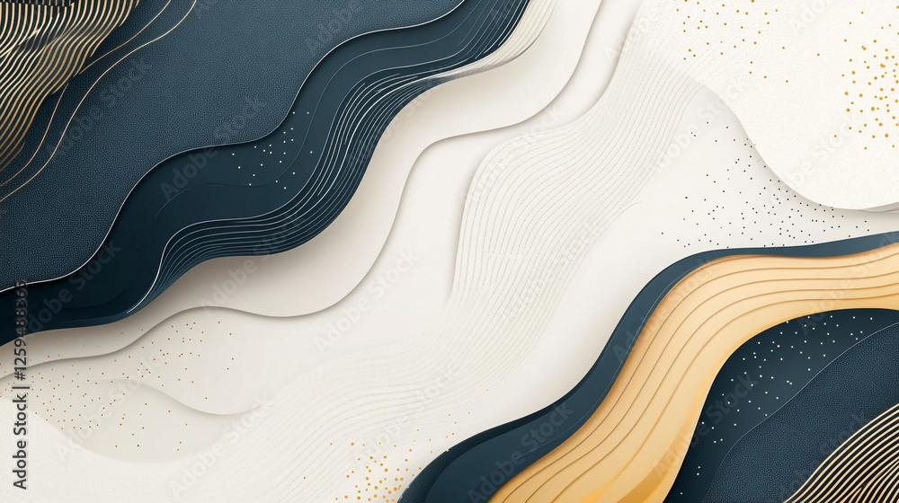 Fototapete A clean and minimalistic geometric design with abstract  colorful shapes, Modern background with dynamic lines and shapes, Abstract geometric patterns created with translucent layers.