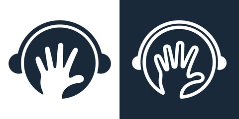 hello music earphone logo design vector
