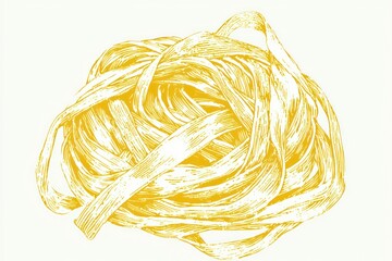 3D pasta line drawing, clear and modern symbol for Italian cooking on white backdrop.