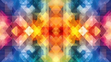 Obraz premium Colorful geometric pattern, vibrant triangles, symmetrical design, digital art, website background