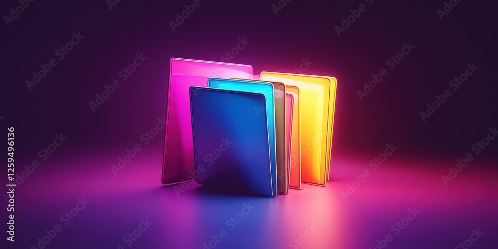 Poster abstract network grid with files and folders, futuristic software interface, digital document manage