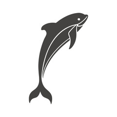 Realistic dolphin hand-drawn line art logo iconic vector design