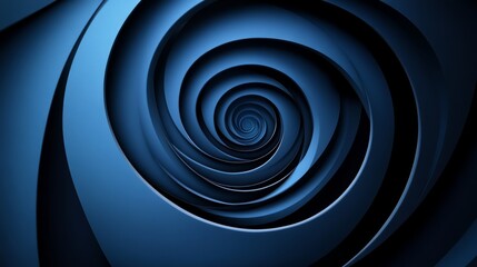 Abstract Minimalistic Spirals Pattern on Blue Background for Design Banner Template with Central White Space for Text. Simple Geometric Modern Wallpaper with Copy Space on Blue Background.