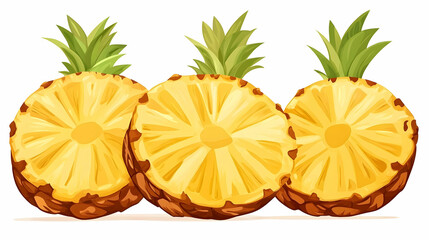 Three juicy pineapple slices on white. Perfect for food blogs or recipe websites