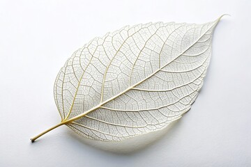 Delicate White Leaf on Isolated Background - High-Resolution Stock Photo