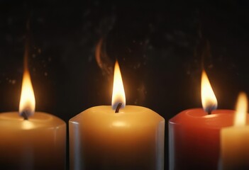 Flickering flame in the darkness of a Swedish candle, candlelight, night scene
