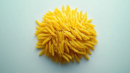 Penne pasta pile, food photography, white background, cooking ingredient