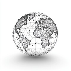 3D icon of global connectivity, showing interconnections with a white background for clarity.