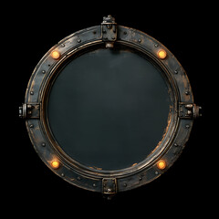 Rusty Metal Porthole on Dark Background