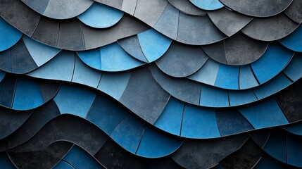 Mosaic Patterns on Blue Background for Design, Banner Template, Minimalist Abstract Wallpaper with Copy Space, Simple Geometric Modern Wallpaper for Text Placement and Creative Use