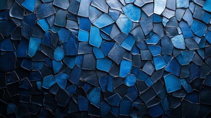 Mosaic Patterns on Blue Background for Design, Banner Template, Minimalist Abstract Wallpaper with Copy Space, Simple Geometric Modern Wallpaper for Text Placement and Creative Use
