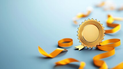 Illustration of a gold seal of excellence on a work anniversary certificate