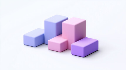 Obraz premium Stylized 3D blocks in pastel colors, arranged in modern design. composition features purple and pink hues, creating visually appealing and contemporary look
