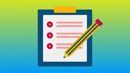 Colorful checklist with pencil on gradient background