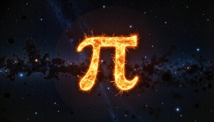 Glowing pi symbol in the cosmos