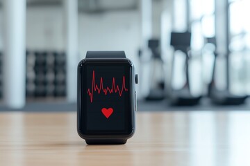 Smartwatch displaying heart rate on screen.