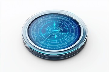 3D air traffic radar representation, modern design for air traffic monitoring, on white.