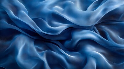 Obraz premium Blue Silk Waves Background, Generative AI