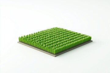 3D crop field design, high-resolution agricultural icon on white background.