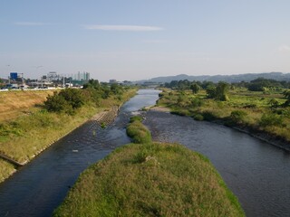 Fototapeta premium 群馬県高崎市の烏川周辺