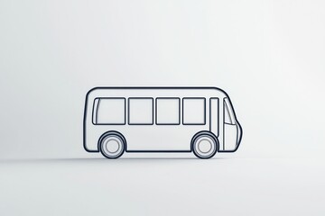 3D shuttle icon, clean and minimalist design for airport transportation on white background.