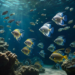 Fototapeta premium Fish at aquarium under water animals Generated by Ai.