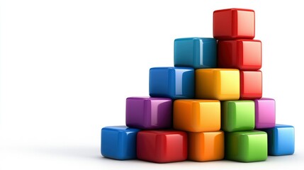 Colorful Building Blocks Stacked in Ascending Order, Representing Growth, Success, and Teamwork