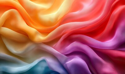 Obraz premium Waves of Bright Colorful Silk, Generative AI