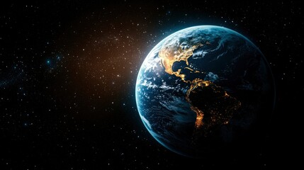 Obraz premium Earth at Night from Space North and Central America Illuminated