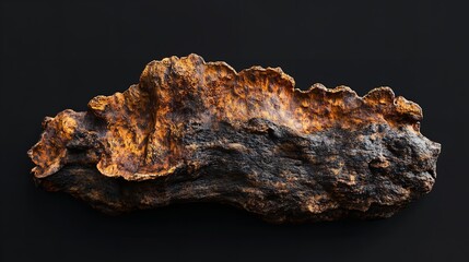 Fototapeta premium A closeup of a tree trunk crosssection revealing intricate patterns of growth rings in shades of orange and brown against a dark background 