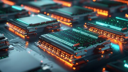 Obraz premium Illustration of glowing circuit boards representing advanced support systems