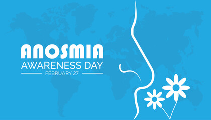 February is Anosmia Awareness Day. Vector template Design for banner, greeting card, poster, prints, social media post ,flyer , T shirt with background.