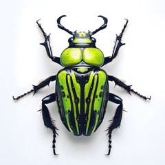 green beetle isolated on white background
