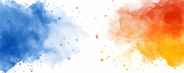 Blue orange watercolor splash banner