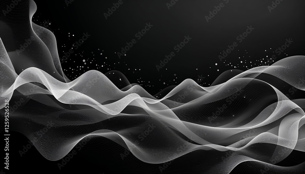 Sticker abstract wave forms elegance on a black background minimalist design