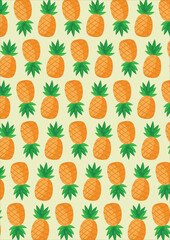 Pineapples tropical background seamless pattern vector